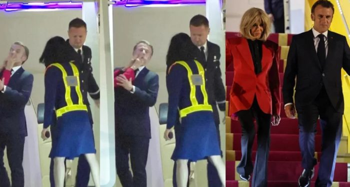 বিমানে ‘ঝগড়া’, ম্যাক্রোঁর মুখে ধাক্কা মারলেন স্ত্রী