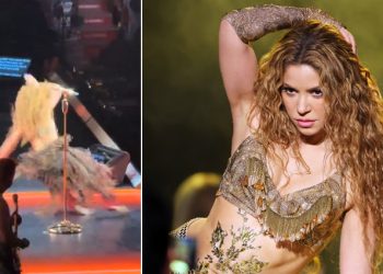 মঞ্চে পড়ে গিয়েও প্রশংসা কুড়াচ্ছেন শাকিরা