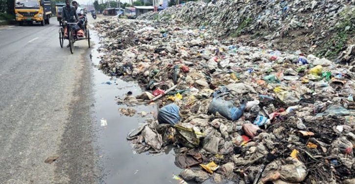 মহাসড়কের পাশে ময়লার ভাগাড়, দুর্গন্ধে পথচারী-এলাকাবাসীর নাভিশ্বাস