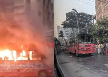 ঢাকায় দুই বাসে আগুন