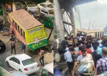 বনানীতে বাস নিয়ন্ত্রণ হারিয়ে ফুটওভার ব্রিজে ধাক্কা, নিহত ২