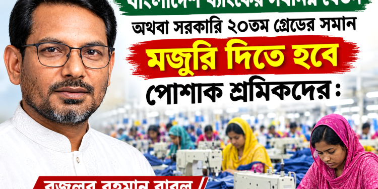 বাংলাদেশ ব্যাংকের সর্বনিম্ন বেতন অথবা সরকারি ২০তম গ্রেডের সমান মজুরি দিতে হবে পোশাক শ্রমিকদের : বজলুর রহমান বাবলু